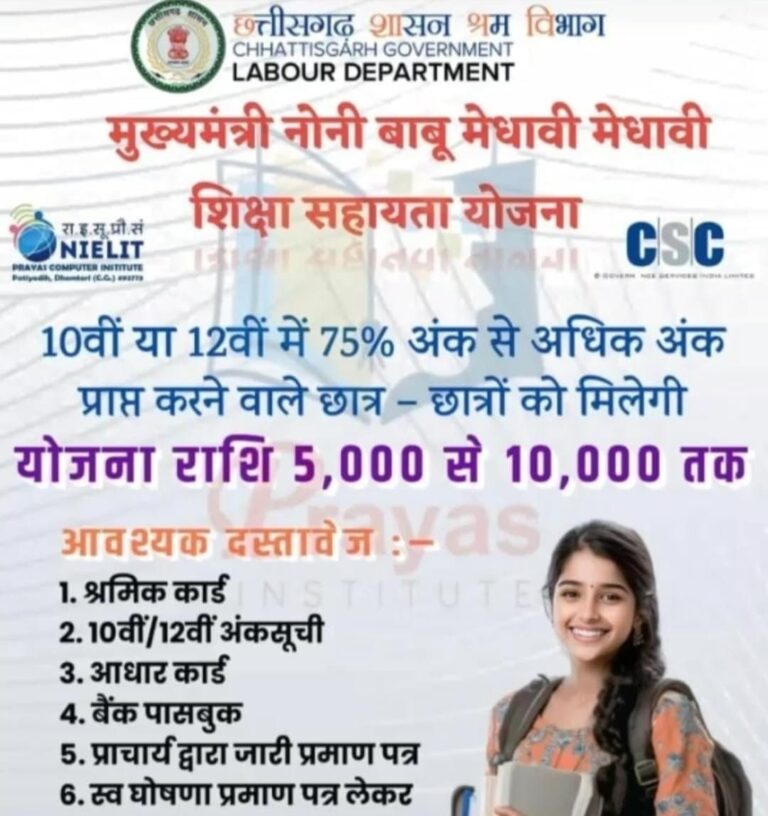 मुख्यमंत्री नोनी बाबू मेधावी शिक्षा सहायता योजना 2025 ll मिलेगा 5000 से 15000 तक की शिक्षा सहायता